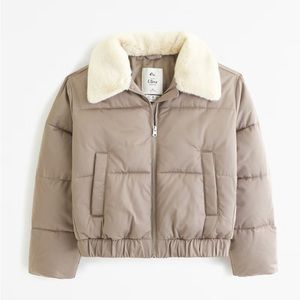 A&F Winter Fur Collar Mini Ultra Puffer (Online Exclusive)